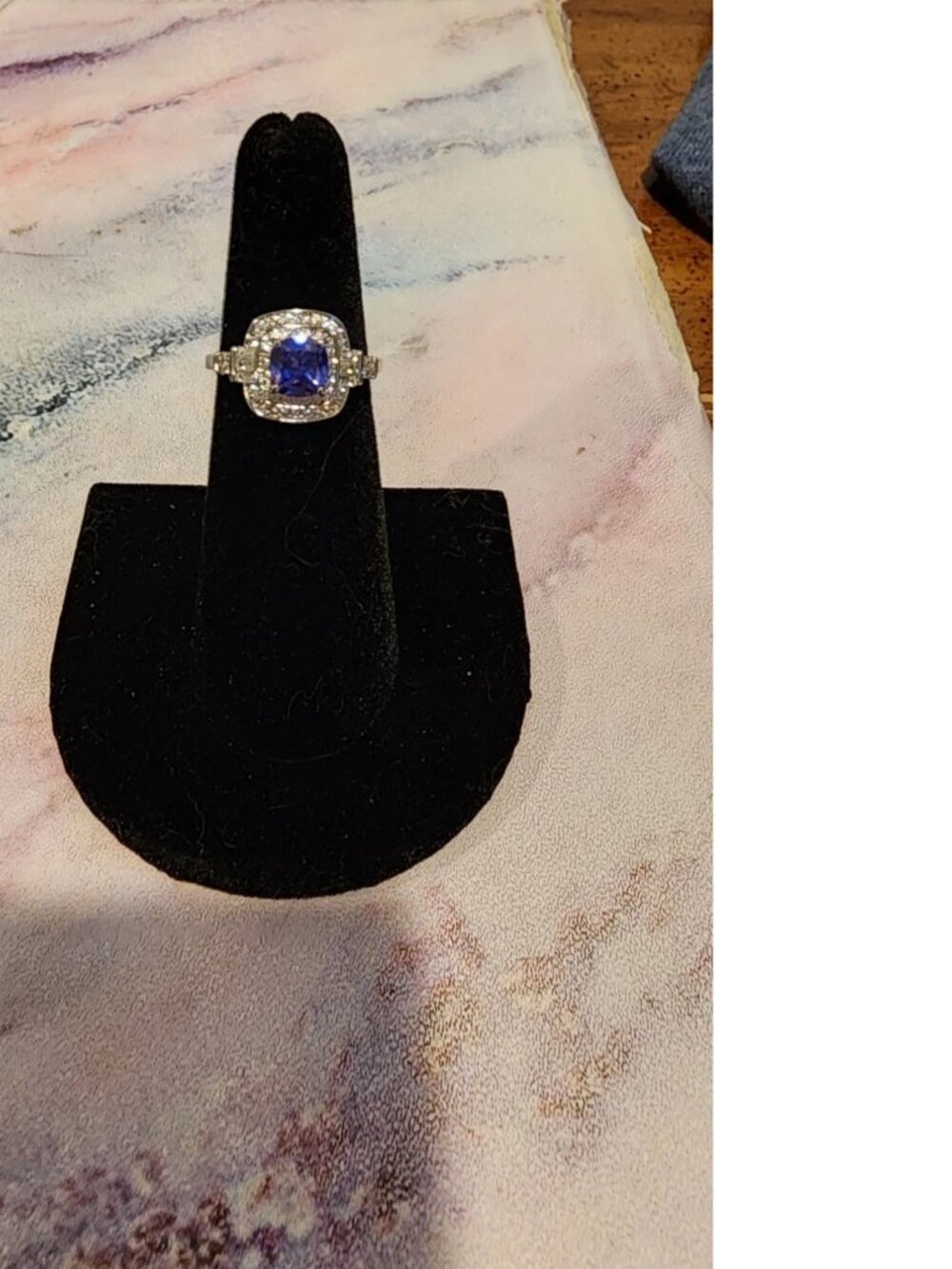 Share Blue And White CZ Rhodium Over Sterling Silver Ring 2.25ctw - SZ 6